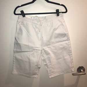 White denim drawstring shorts
